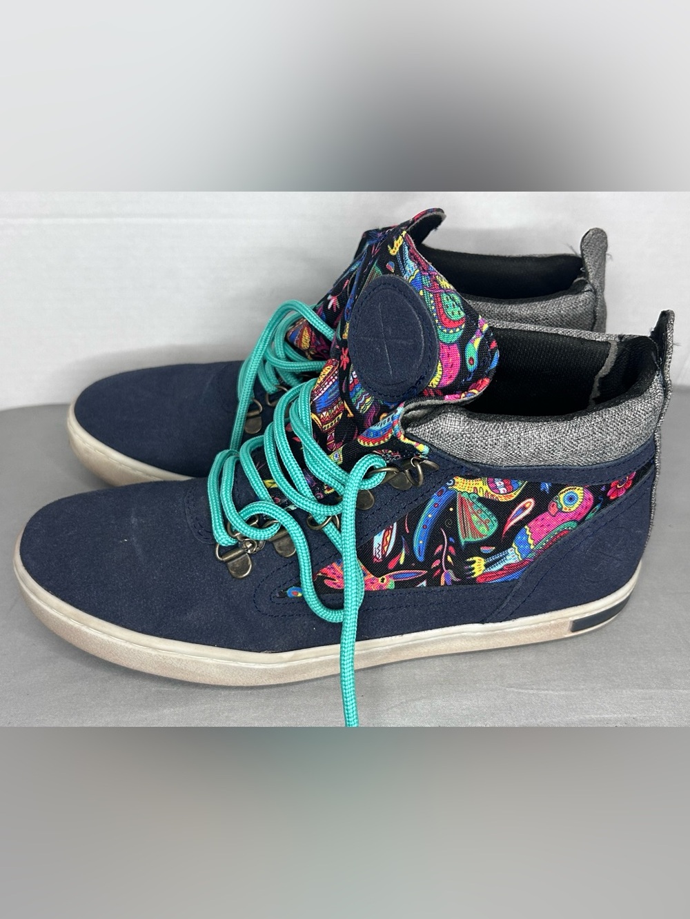 Inkkas Zocalo High to Eagle Wings Gray Blue Suede Sneakers Size W10 M8 EU41